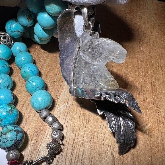 Sterling Silver Vintage native Necklace/stone Mint condition as Is No returns - Picture 6 of 8